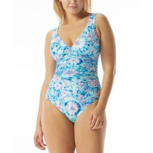Coco Reef Coco Contours Solitaire V-neck Swimsuit in Multi size 10 - Picture 1 of 3